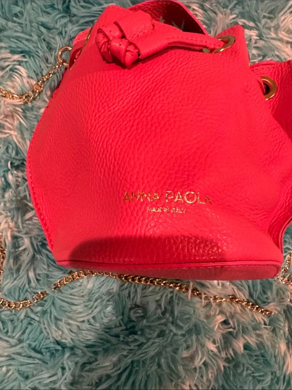Anna Paola Luxury Italian Leather Bucket Bag Crossbody Barbie Pink